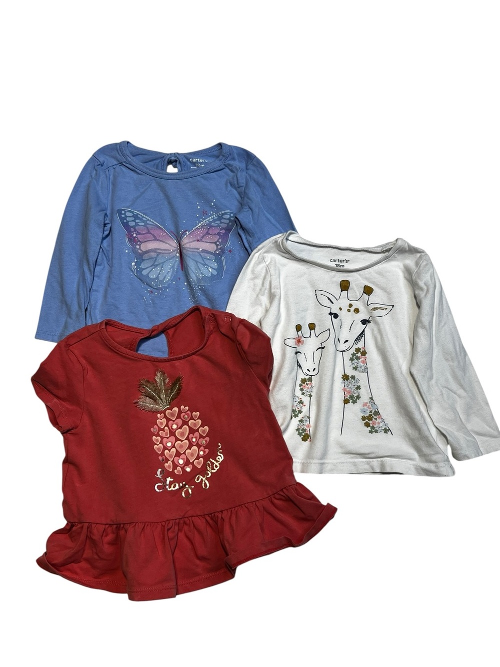 Carter's Baby Girls 18 M Long and short Sleeve Tops - Blue, White,‎ Red
